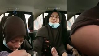 Desi Hijabi Girl Giving Blowjob Dick Fucking Inside Car Sex